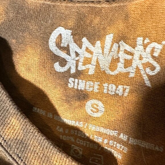 Spencer's Size Small Tee Shirt Unisex Bleached T-Shirt Cotton Rainbow Peace 90s - Picture 3 of 5